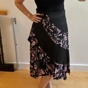 Sandro black floral skirt